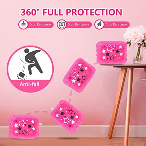 Mainrenka Сладък Калъф Kawaii AirPod Pro с Розови Звезди Дизайн Естетика с Брелоком за Момичета и Жени