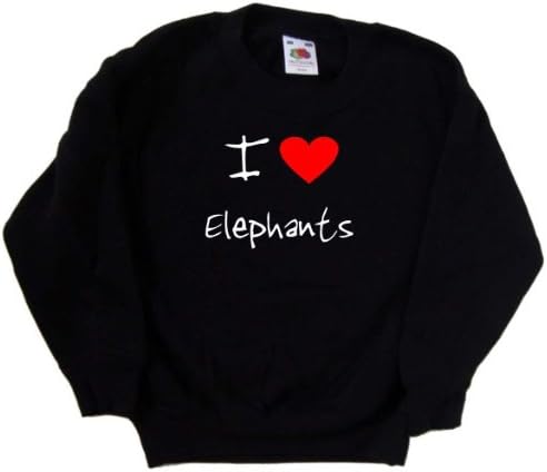 I Love Heart Elephants Черна Детска Hoody