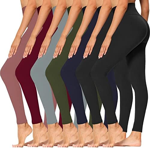 Дамски Гамаши с висока талия SYRINX 7 в опаковка - Мазни Меки Панталони за Йога с контрол на корема за тренировка и Бягане