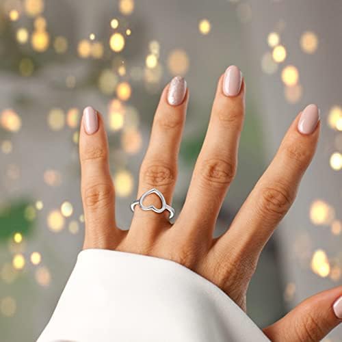 Просто галванично пръстен с диамант във формата на сърце любов, дамски бижута, годежен пръстен, голям пръстен