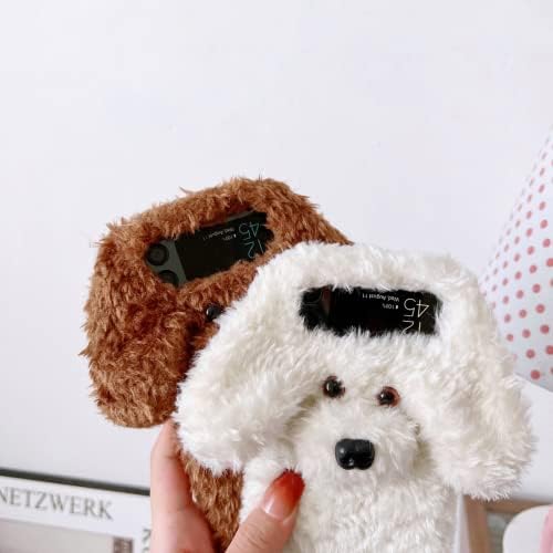 ZiEuooo креативен Модерен калъф за мобилен телефон с сладки плюшени куче за Samsung Galaxy Z Flip 3 и 4. защитната обвивка. Изискана делото със защита от падане, уникален броня (ка