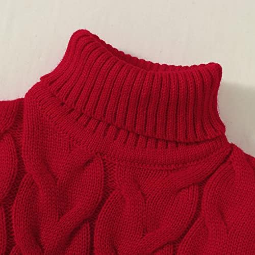 Пуловер за Малки Момчета и Момичета, Детски Поло Кабелна Тел с Високо Воротом, Обикновен Плътен Топъл Пуловер