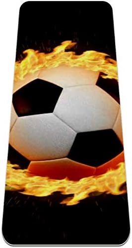 Siebzeh Soccer Football Fire Черно-Дебела подложка за йога Премиум-клас, в екологично Чист Гумена подложка за