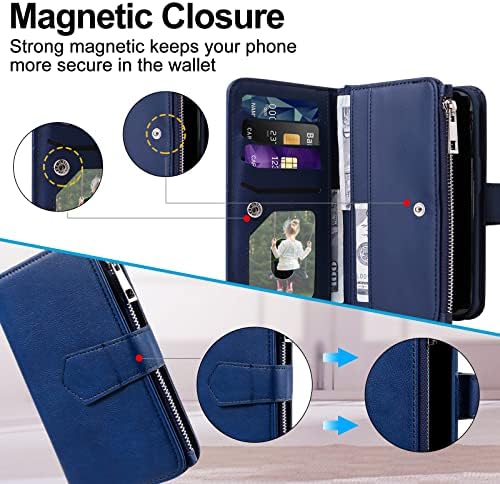 Калъф JZASES за iPhone 12 Pro Max, Магнитен свалящ-джобен формат 2 в 1, Калъф за телефон от изкуствена кожа