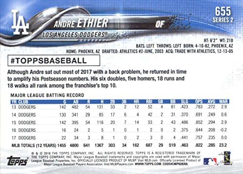 2018 Topps Series 2 655 Бейзболна картичка Андре Этье Лос Анджелис Доджърс - GOTBASEBALLCARDS