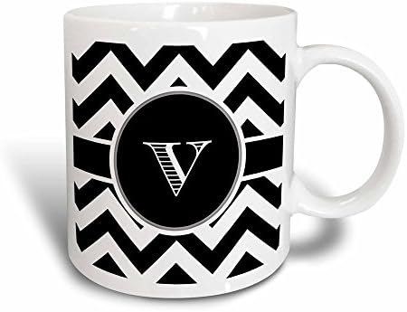 3dRose BrooklynMeme Designs - Черно-бели чаши с първоначалния V-образно изображение под формата на шеврона и