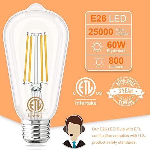 Лампата на Едисон, Еквивалент на 60 W, Led лампа E26, Мек Бял 3000 ДО 800ЛМ, 6 W 120 В CRI85, E26 Средна База,