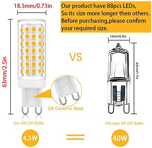 Светодиодна крушка G9 с регулируема яркост, Еквивалентен на халогенна лампа с мощност 40 W 50 W, 88 бр. светодиоди,