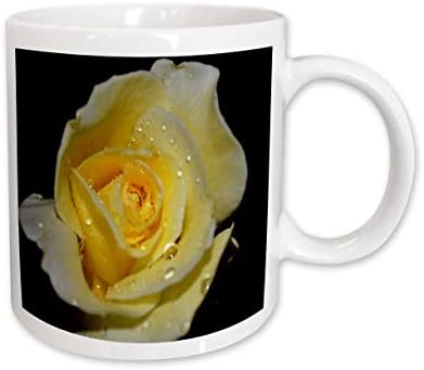 Керамична чаша 3dRose Macros Yellow Rose Жълта Роза с капчици дъжд, 11 Грама