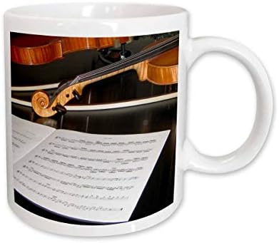 Керамична чаша 3dRose Notes of Music Цигулка Фотография, 11 Грама