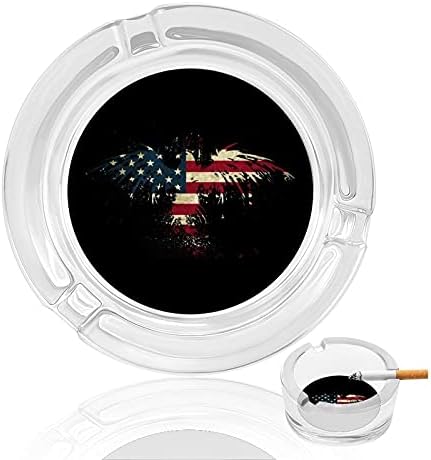 Американското Знаме С Орел Кристален Пепелник За Цигари И Пури Притежателя Стъклен Пепелник Кръгъл Калъф За
