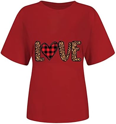 Ризи за Свети Валентин, Женска Тениска С Принтом Любовни Писма, Забавни Леопардовые Тениски в Клетка с участието