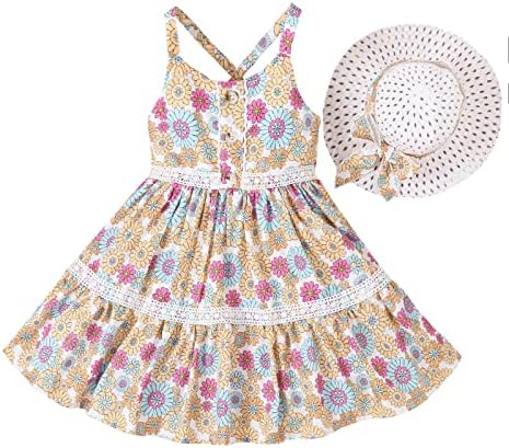 KAGAYD/ Ежедневна рокля за момичета; Лятна Плажна рокля Без ръкави с цветен принтом за малки момичета; Сарафан