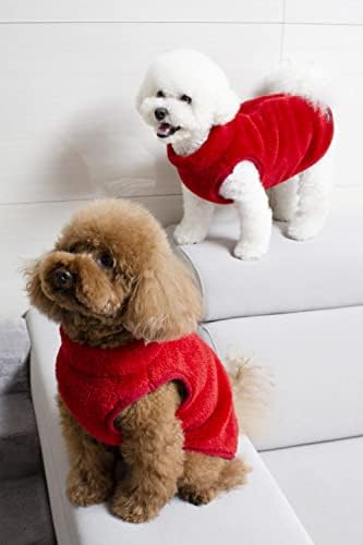 Много Мек Топъл, мек вълнен плат Жилетка-пуловер Унисекс с цип за кучета Ola Mari Pet Dog, X-Large, Червен