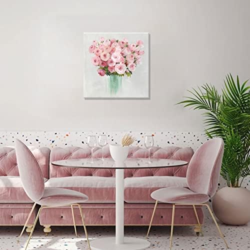 Въведете Цвете Платно Стенно Изкуство Розово-Бели Флорални Картини Стенен Декор Момичета Щампи Живопис Селски