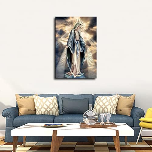 Плакат с Изображение на Дева Мария, Божията Майка и Монтиране на Художествено изображение С Принтом Модерния Домашен интериор Спални Плакат (В рамка, 08 × 12 инча)