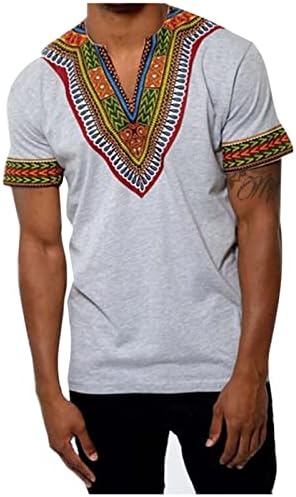 Африкански Етнически Тениски с V-образно деколте и Къс ръкав за Мъже, Забавни Блузи с Графичен Принтом, Летен