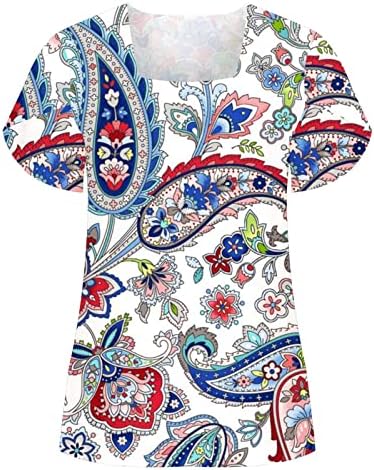 Модни Летни Потници за жени 2023, Ежедневни Блузи С Висока яка и принтом във формата на Листенца, Ризи с Къс