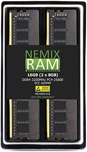 Оперативна памет NEMIX 16 GB (2X8 GB) DDR4 3200 Mhz PC4-25600 ECC UDIMM, съвместима със сървър DELL PowerEdge