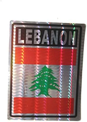 Метална броня Стикер с ливанским квадратна флага.. Размер: 4 x 3 Нова ..