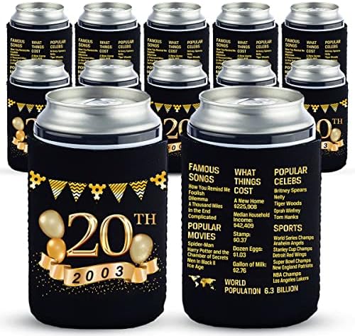 Комплект от 12 кутии-охладители Yangmics на 20-ти рожден ден -Накити за 20-годишнината си - Знак за 2003 г. - Аксесоари за парти в чест на 20-годишнината на Черно - златни охладит?