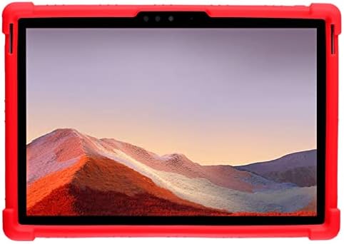 Калъф HminSen за Microsoft Surface Pro 7 Plus, Pro 7, Pro 6, Pro 5 2017, Pro 4, Pro LTE, Силиконова Регулируема Поставка, Защитен калъф за Surface Pro 7 с притежателя на химикалки (червено)