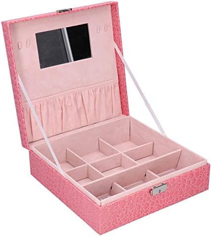 Yosoo Розова Ковчег за бижута, Изкуствена Кожа, Държач за Опаковане на Бижута за момичета, за демонстрация в магазин и Декорация на дома