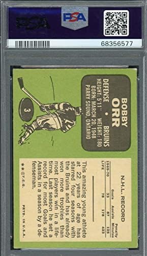 Картичка с автограф на Боби Orr 1970 Topps Hockey №3 Auto PSA 10 68356577