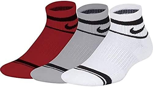 Найки е Унисекс, 3 Чифта Меки Чорапи за Глезените, Многоцветен Среден