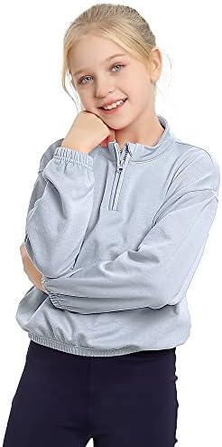 Свитшоты MERIABNY за момичета с дълъг ръкав, Пуловер с цип на една четвърт от инча, за да 8-14 години