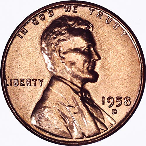 1958 D Линкълн Пшеничен Цент 1C Блестящ Необработен