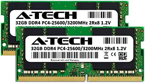 A-Tech 64 GB (2x32 GB) памет за мобилна работна станция Dell Precision 7560 | DDR4 3200 Mhz PC4-25600 Без ECC SO-DIMM 2Rx8 1.2 V - Комплект за ъпгрейд на памет на лаптопи