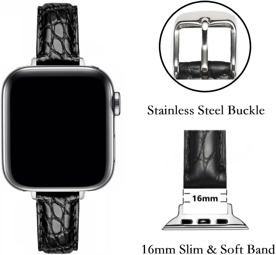 Moran Тънка Кожена каишка, Съвместима с Apple Watch Band 38 мм 40 мм 41 мм 42 мм 44 мм 45 мм на 49 мм и Каишка