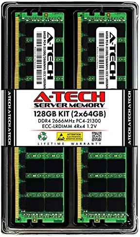 A-Tech 128 GB (2x64 GB) памет за Supermicro SuperServer E300-9D-8CN8TP X11SDV-8C-TP8F | DDR4 2666 Mhz PC4-21300 ECC С намалена натоварване LRDIMM 4Rx4 1.2 V Комплекта за ъпгрейд на сървърна памет