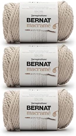 Bernat Macrame 3 опаковки по 250 г / 8,8 грама-Памук- 6 Супер Съраунд-Прежди за плетене на една кука, тъмно