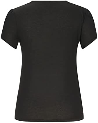 NOKMOPO, Ризи с копчета и Къс ръкав за Жени, Ежедневни тениски с Творчески принтом под формата на Венчелистчета с V-Образно деколте и Къс Ръкав