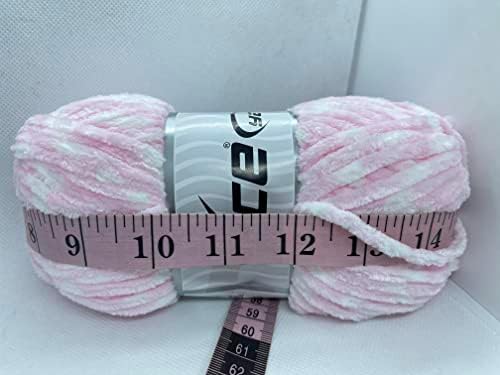 Прежди Chenille Baby Цветове - Светло розово, бяло 100 Гр (3,53 унция) 120 метра (131 парцела)