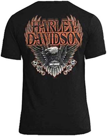 Мъжки памучен тениска с кръгло деколте и къс ръкав Eagle Piston от Harley-Davidson - Черна