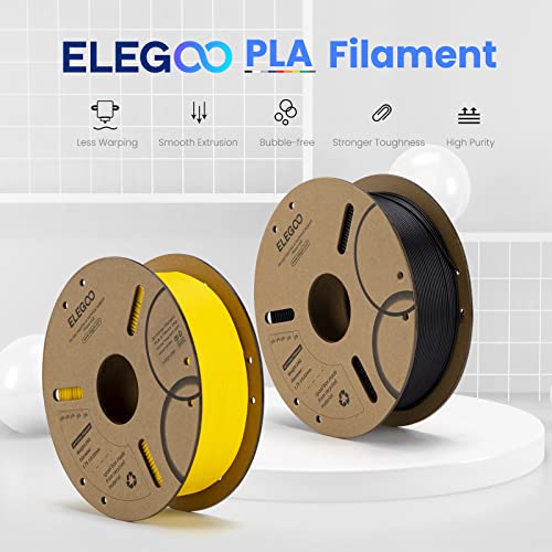 Конци ELEGOO PLA 1,75 мм, черна, 1 кг, точност на размерите направления за 3D-принтер +/- 0,02 мм, картонена