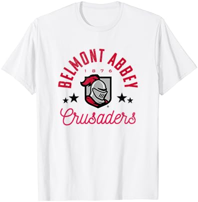 Тениска с логото на Кръстоносците Колеж на Абатството Белмонт