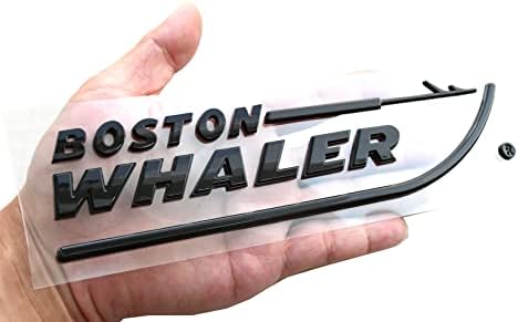 1бр Емблемата на Boston Whaler 3D Иконата, Табела с името, Размера на буквите 8-3 / 4 X 2, Отклеить и се залепи (черен мат)