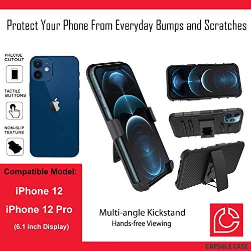 Калъф Ohiya е Съвместим с iPhone 12 [Защита от военен клас, Ударопрочная Сверхпрочная кобур-стойка, Защитен