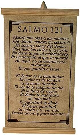 Salmo 121 Alzare Mis Ojos a Los Montes Pergamino, Готови за подвешиванию, 14 x 8,5 инча, Пергаментный принт