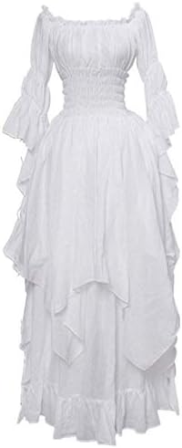 Винтажное рокля за жените, Расклешенное Рокля с дълъг ръкав и деколте Дължина До пода Рокля за Cosplay В Стил