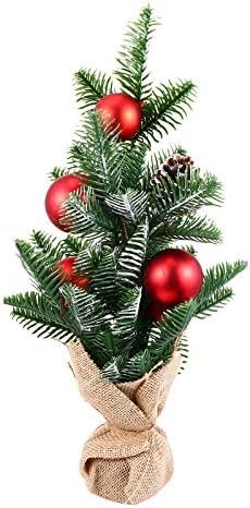 AB BOOFAN Изкуствена Мини Коледно Дърво за Украса на Работния Плот на Коледни Елхи с Висящи Шариковыми Декорации