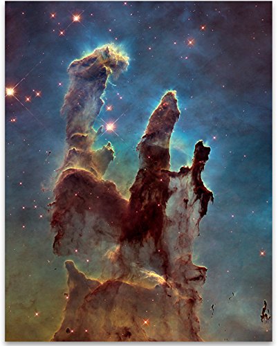 Астрономически плакат на Стълбовете на Сътворението е Снимка с космическия телескоп Хъбъл - Художествена печат