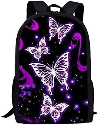 HUIACONG Galaxy Butterfly Училищна Чанта за Момичета, Лилаво Женски Раница за Пътуване на Открито, Раница за