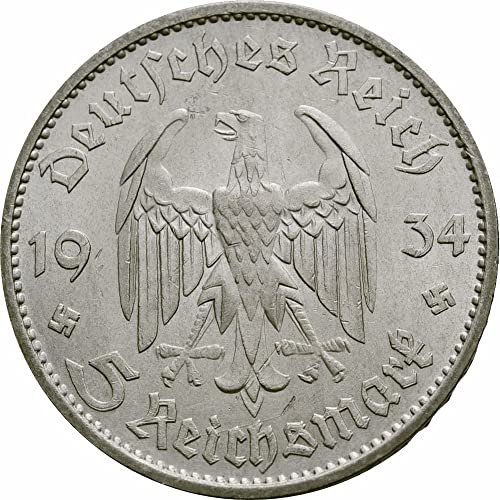 Монета от 1934 година на Периода на Третия райх 1934-1939 г. Марка VF20