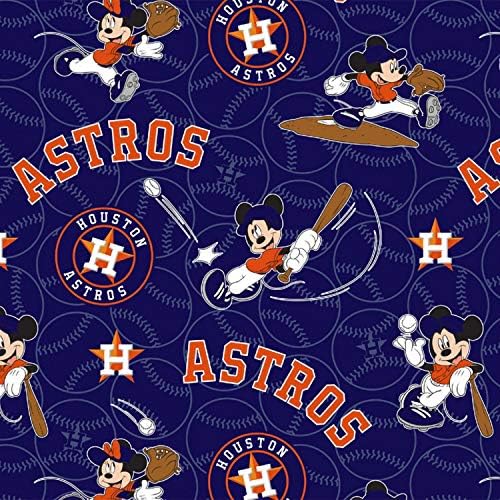 Бейзболна плат MLB Mickey Дисни Mash Up Houston Astros син цвят с Ширина 44 инча от Памучен плат premium