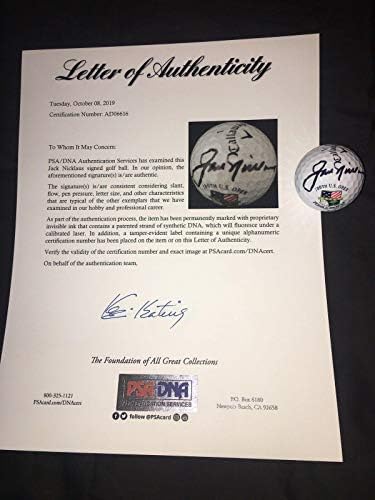 Джак Никлаус е подписал Официален Топка за голф 2000 US Open Pebble Beach 100th PSA / Топки за голф с ДНК-Автограф